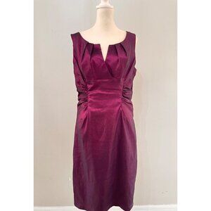 ADRIANNA PAPEL SIZE 4 PURPLE WINE SLEEVELESS DRESS V- PLUNGE NECK
